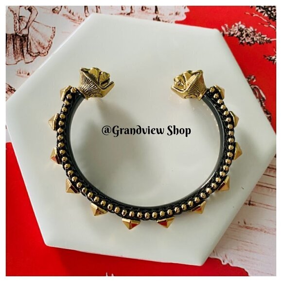 💜 Stella & Dot Artemis Cuff Lionhead Studs Edgy - Picture 3 of 13